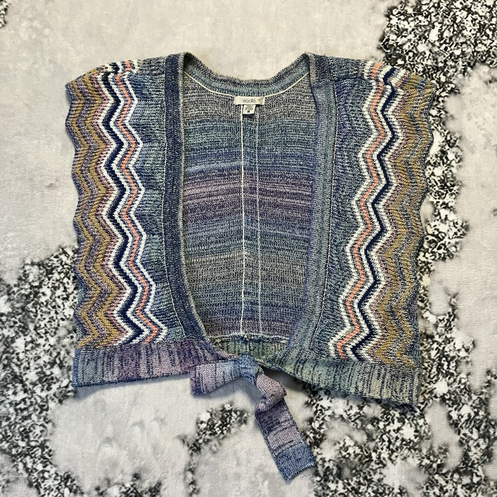 Ecote Urban Outfitters Womens Size S Boho Chevron Knit Tie Front Wrap Sweater